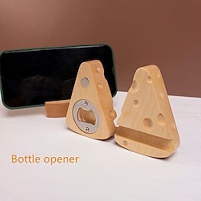 1pc, Wooden Bottle Opener, Wooden Mobile Phone Holder, Bottle Opener, Refrigerator Magnetic Sticker, Bar Accessories, Room Decor Lightinthebox