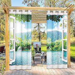 Waterproof Outdoor Curtains for Patio, Windproof Grommet Gazebo Curtain Panels Privacy Sun Blocking Outside Curtain Set for Porch, Pergola and Cabana, Window Views, 2 Panels Lightinthebox