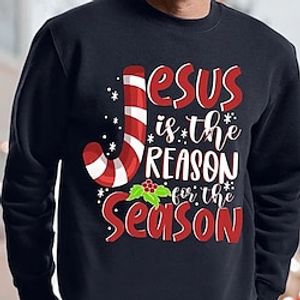 Men's Sweatshirt Pullover Dark Gray Red Gray White Black Crew Neck Graphic Letter Print Christmas Sports  Outdoor Sports Hot Stamping Basic Cool Casual Fall Spring Clothing Apparel Hoodies miniinthebox