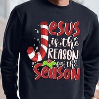 Men's Sweatshirt Pullover Dark Gray Red Gray White Black Crew Neck Graphic Letter Print Christmas Sports  Outdoor Sports Hot Stamping Basic Cool Casual Fall Spring Clothing Apparel Hoodies miniinthebox - thumbnail