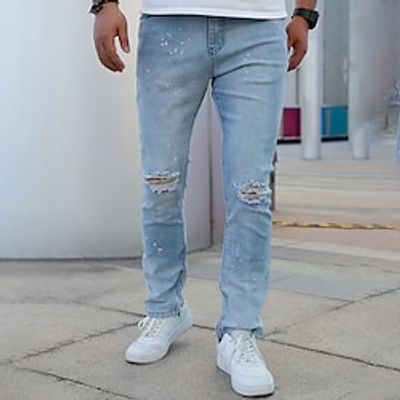Men's Jeans Trousers Denim Pants Zipper Button Pocket Plain Comfort Breathable Outdoor Daily Going out Fashion Casual Light Blue miniinthebox Men's Jeans Trousers Denim Pants Zipper Button Pocket Plain Comfort Breathable Outdoor Daily Going out Fashion Casual Light Blue miniinthebox