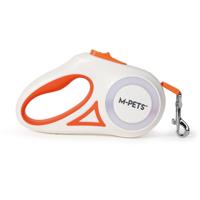 M-Pets Flash Retractable Leash White & Orange Small