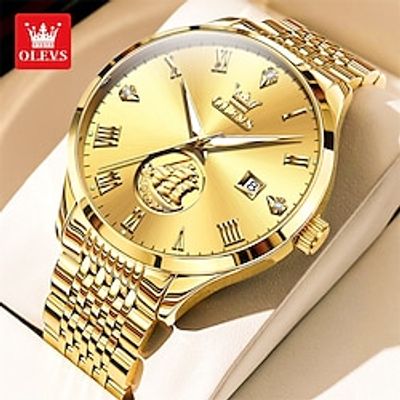 New OLEVS Men'S Watches Luminous Calendar Simple Business Mechanical Watch Embossed Smooth Sailing Fashion Waterproof Men'S Wristwatch miniinthebox