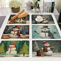 Christmas Placemat Linen Heat Resistant Dining Table Place Mats Plate Mat Xmas Decor Fall Kitchen Table Mats Indoor Outdoor Lightinthebox - thumbnail