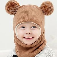 Kids Winter Hat Scarf Set Unisex Kids Hat Scarf Toddler Beanie Hat with Fleece Lined Girls Boys with Neck Wamer Infant Toddler Knit Hats Lightinthebox - thumbnail