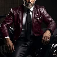 Men's Leather Jacket Blazer Outdoor Daily Wear Thermal Warm Windproof Fall  Winter Plain Fashion Streetwear Lapel Regular Faux Leather Black Yellow Wine Dark Blue Jacket Lightinthebox - thumbnail