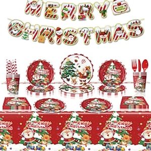 Christmas Party Plates Theme Decor Tableware Party Supplies Disposable Paper Plates Lightinthebox