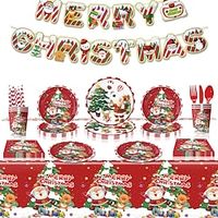 Christmas Party Plates Theme Decor Tableware Party Supplies Disposable Paper Plates Lightinthebox - thumbnail