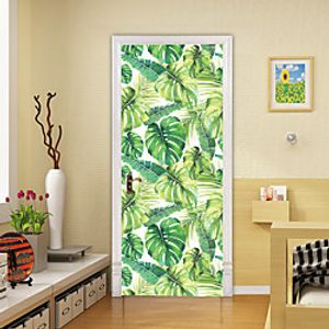 2pcs Self-adhesive Creative Door Stickers Banana Leaf Living Room Diy Decoration Home Waterproof Wall Stickers miniinthebox