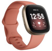 Fitbit Versa 3 Smartwatch , Pink Clay Soft Gold Aluminium