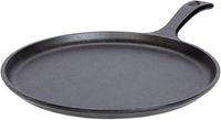 Lodge 26.7 cm / 10.5 inch Cast Iron Griddle Pre-Seasoned Round Cast Iron Pan Perfect For Pancakes, Pizzas, and Quesadillas, Black - L9OG3