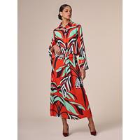 Satin Ruched Printing Elegant Two Piece Set - thumbnail