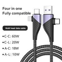 Fast Charging Cable USB C To USB Type C Cable PD 4 IN 1 65W 20W 5A Fast Charging Wire For IPhone Huawei Samsung Mi Redmi Cord Lightinthebox - thumbnail