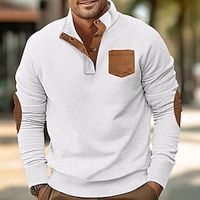 Men's Sweatshirt Corduroy Black White Wine Army Green Navy Blue Standing Collar Plain Patchwork Sports  Outdoor Daily Holiday Corduroy Streetwear Casual Spring   Fall Clothing Apparel Hoodies Lightinthebox - thumbnail