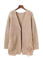 Casual Solid Long Sleeve Knit Sweater Cardigan