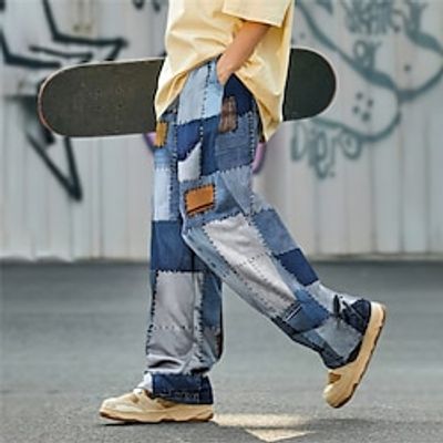 Plaid Color Block Geometry Casual Men's 3D Print Pants Trousers Outdoor Street Going out Polyester Wine Blue Brown S M L Mid Waist Elasticity Pants Lightinthebox