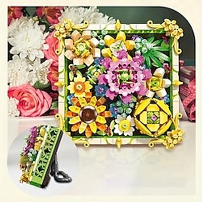 Flower Building Blocks Ideas Artistic Photo Frame Building Blocks Model Bricks House Ornament Toy Kit Birthday Gift Day Valentine's Day mother day Lightinthebox