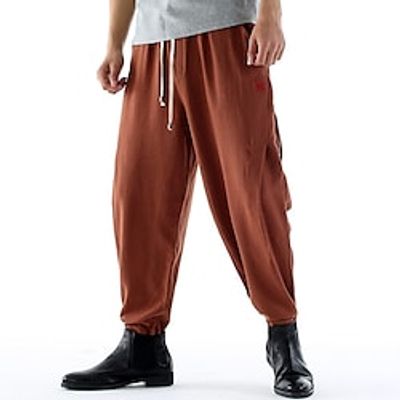 Men's Linen Pants Trousers Summer Pants Pocket Plain Comfort Breathable Outdoor Daily Going out Linen  Cotton Blend Fashion Streetwear Black Army Green Lightinthebox