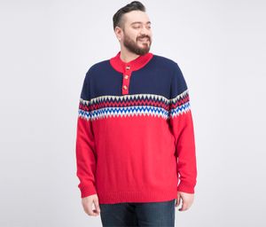 Mens Fair Isle Pullover Sweater  Red/Navy