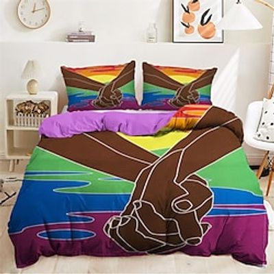 100% Cotton Duvet Cover Set Rainbow LGBT Collection Pattern Comforter Set Soft Luxury Bedding Set Home Decor Dusk Bedding Gift King Queen Full Size Lightinthebox
