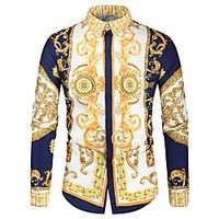 Men's Shirt Graphic Long Sleeve Street Tops Colorful Fashion Casual / Daily Blue miniinthebox - thumbnail