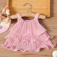 Kids Girls' Dress Solid Color Sleeveless Party Outdoor Casual Fashion Daily Casual Polyester Summer Spring Fall 2-13 Years Pink Lightinthebox