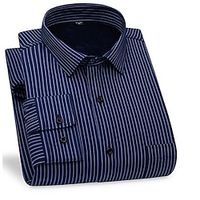 Men's Thick Shirt Pink Dark Navy Blue Long Sleeve Plaid  Striped  Chevron  Round Turndown Fall  Winter Company Party Clothing Apparel Lightinthebox - thumbnail