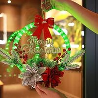 Christmas Wreath with Led String Lights Decoration Supplies, 6 Light Modes, Two Battery Charger Modes, Simulated Rattan 30cm Hanging Wreath, Suitable for Door Hanging Gifts miniinthebox - thumbnail