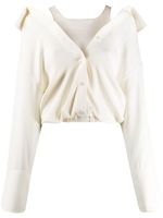 Alexander Wang cropped off-the-shoulder shirt - White - thumbnail