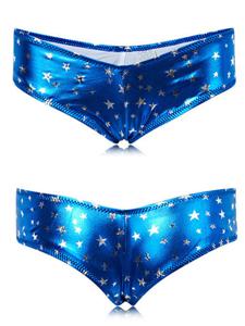 Sexy Star Printing Color Block Thongs Low Waist Bikini Panties For Women
