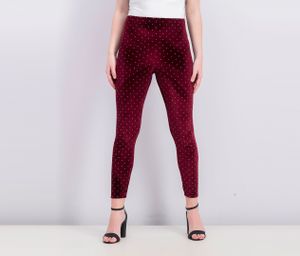 Womens Textured Legging  Burgundy