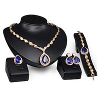 Jewelry Set 4pcs Rhinestone Alloy Rings 1 Necklace Earrings Bracelets Women's Elegant Vintage Stylish Geometrical Geometric Jewelry Set For Wedding Party Wedding Guest Lightinthebox