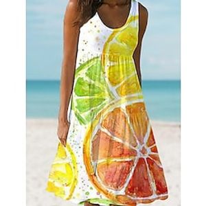 Women's Casual Dress Tank Dress Print Dress Graphic Ruched Print U Neck Midi Dress Active Classic Daily Weekend Short Sleeve Regular Fit Orange Spring Summer S M L XL 4XL Lightinthebox