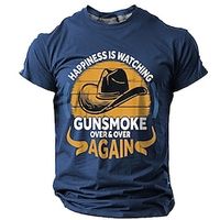 Happiness Is Watching Gunsmoke over Again Street Style Men's 3D Print T shirt Tee Tee Top Sports Outdoor Holiday Going out T shirt Black Brown Army Green Short Sleeve Crew Neck Shirt Spring Summer Lightinthebox