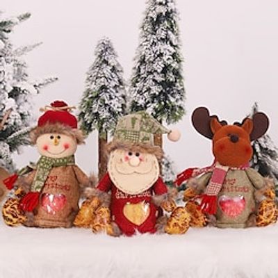 Christmas Decorations Sale, Christmas Santa Snowman Doll Toy Clear Zip Candies Storage Bag Pouch Home Decor Merry Christmas Ornaments Xmas Decor Party Decor Xmas Gifts Stocking Fillers Lightinthebox