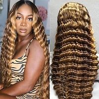 Ishow Hair Glueless Wear And Go Highlights Wig Loose Deep Wave Wig 4x4 Lace Front Wig HD Transparent Lace Wigs Lightinthebox