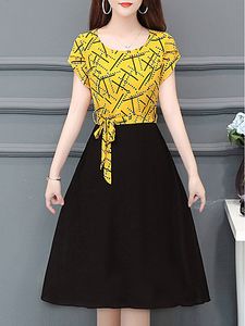 Round Neck Printed Skater Dress