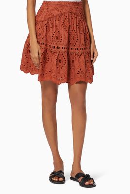 Nouveau Mini Skirt in Embroidered Cotton Nouveau Mini Skirt in Embroidered Cotton