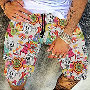 Men's Shorts Athleisure Baggy Shorts Sweatpants Elastic Drawstring Design Print Knee Length Pants Casual Holiday Micro-elastic Graphic Monster Sports Mid Waist Yellow M L XL XXL 3XL Lightinthebox