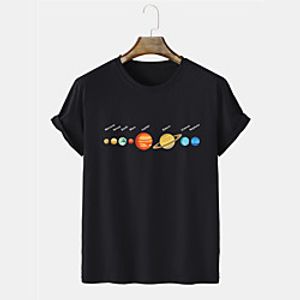 Men's Unisex Tee T shirt Shirt Hot Stamping Graphic Prints Interstellar Plus Size Short Sleeve Casual Tops Cotton Basic Designer Big and Tall Blue Blushing Pink Black Lightinthebox
