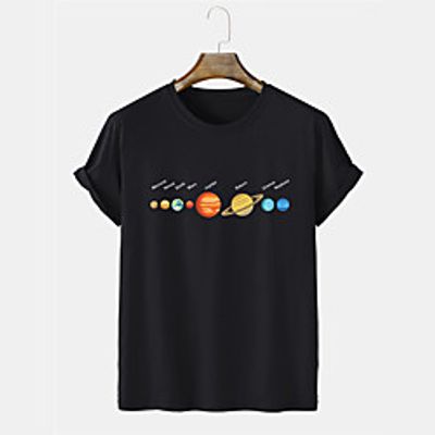 Men's Unisex Tee T shirt Shirt Hot Stamping Graphic Prints Interstellar Plus Size Short Sleeve Casual Tops Cotton Basic Designer Big and Tall Blue Blushing Pink Black Lightinthebox