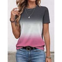 Women's T shirt Tee Ombre Daily Pink Short Sleeve Stylish Crew Neck Summer Lightinthebox