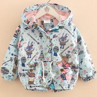 Graffiti Printed Girl Hooded Coat - thumbnail