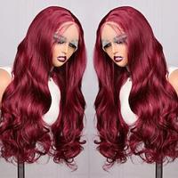 Body Wave 13X6 Lace Front Wig Transparent hair Lace Frontal Wig Pre Plucked 99j Wine Red Wig Colored Human Hair Wigs Lightinthebox