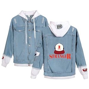 Inspired by Stranger Things Hellfire Club Eddie Munson Anime Cartoon Denim Anime Denim Jacket 