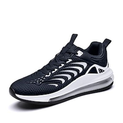 Men's Sneakers Running Walking Casual Daily Cloth Breathable Shock Absorbing Lace-up Black and White Black White Summer Spring Lightinthebox