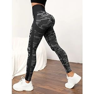 Women's Yoga Leggings Scrunch Butt Ruched Butt Lifting Tummy Control Butt Lift High Waist Yoga Fitness Gym Workout Bottoms Camo  Camouflage Black Army Green Dark Navy Spandex Sports Activewear Lightinthebox