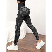 Women's Yoga Leggings Scrunch Butt Ruched Butt Lifting Tummy Control Butt Lift High Waist Yoga Fitness Gym Workout Bottoms Camo  Camouflage Black Army Green Dark Navy Spandex Sports Activewear Lightinthebox - thumbnail