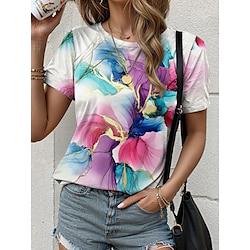 Women's T shirt Tee Floral Casual Daily Holiday Print White Short Sleeve Fashion Crew Neck Summer Lightinthebox