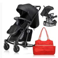 Teknum Stroller with Rocker w/ Red Diaper tote Bag- Black CM_TKSN_STROKBKFDP2RD